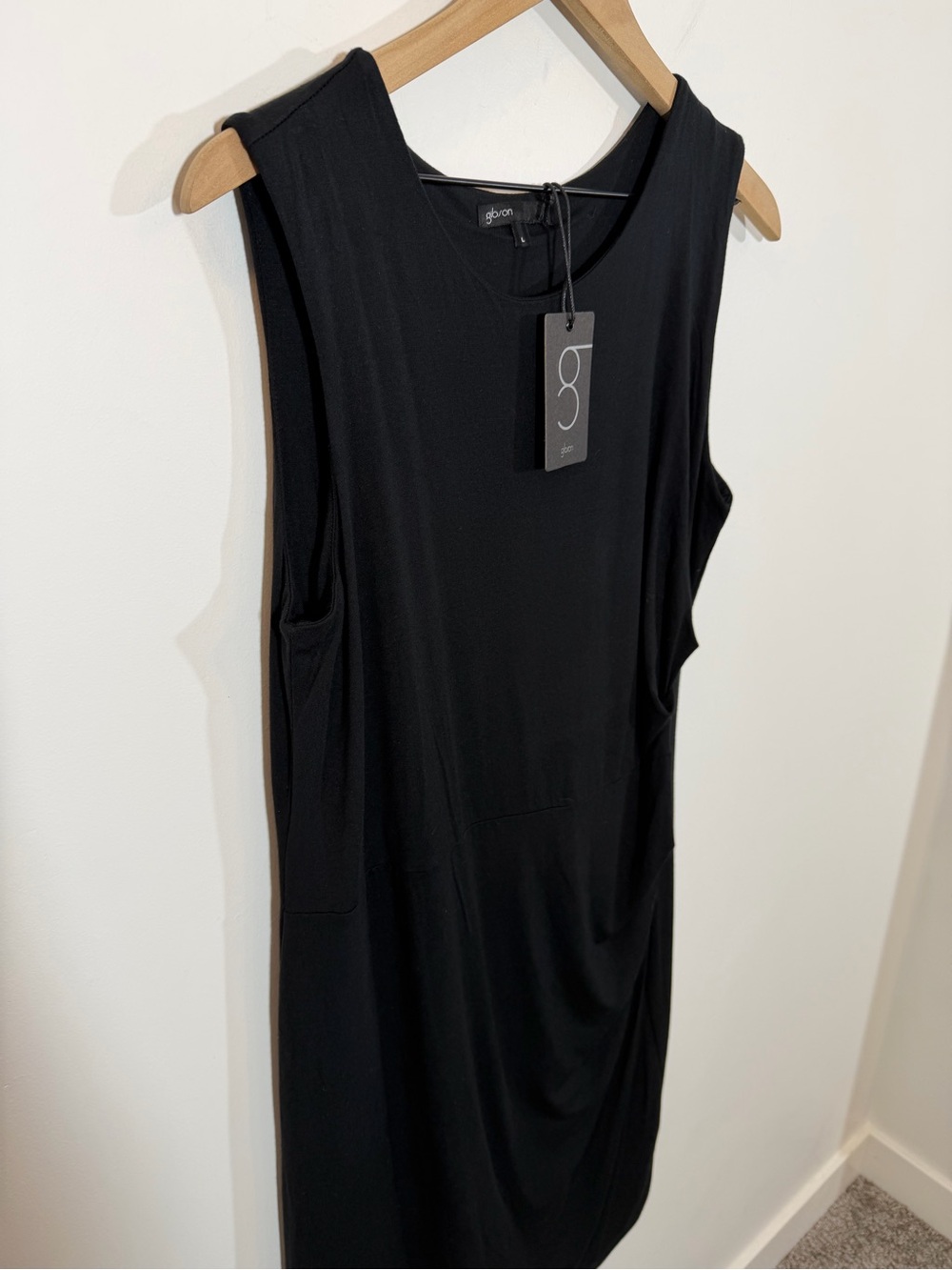NWT Gibson Look Side Pleated Tank Dress in Black | Size L - Picture 3 of 9